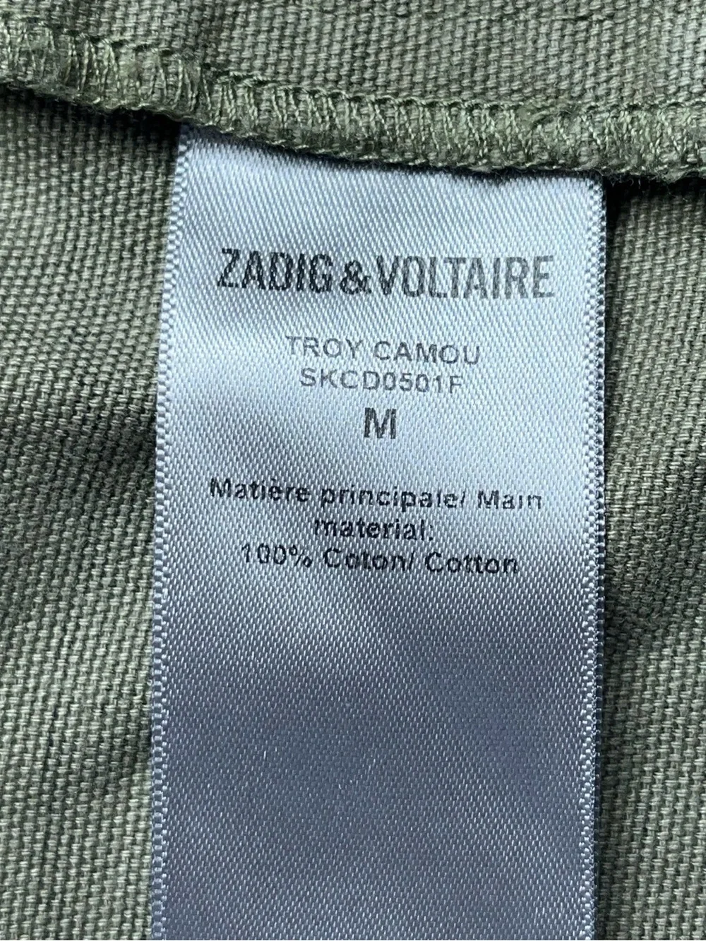 Zadig & Voltaire Paris Camo Jacket Mens Size Medium Button Up Canvas Troy Camou
